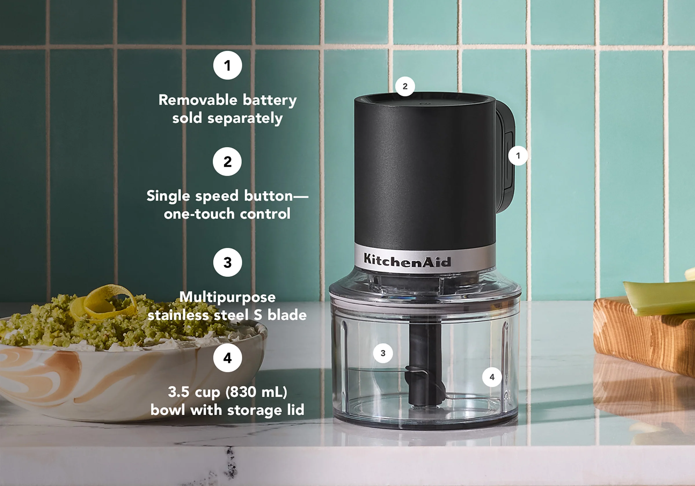 KitchenAid Go Cordless Top Down Chopper Without Battery - Image 6