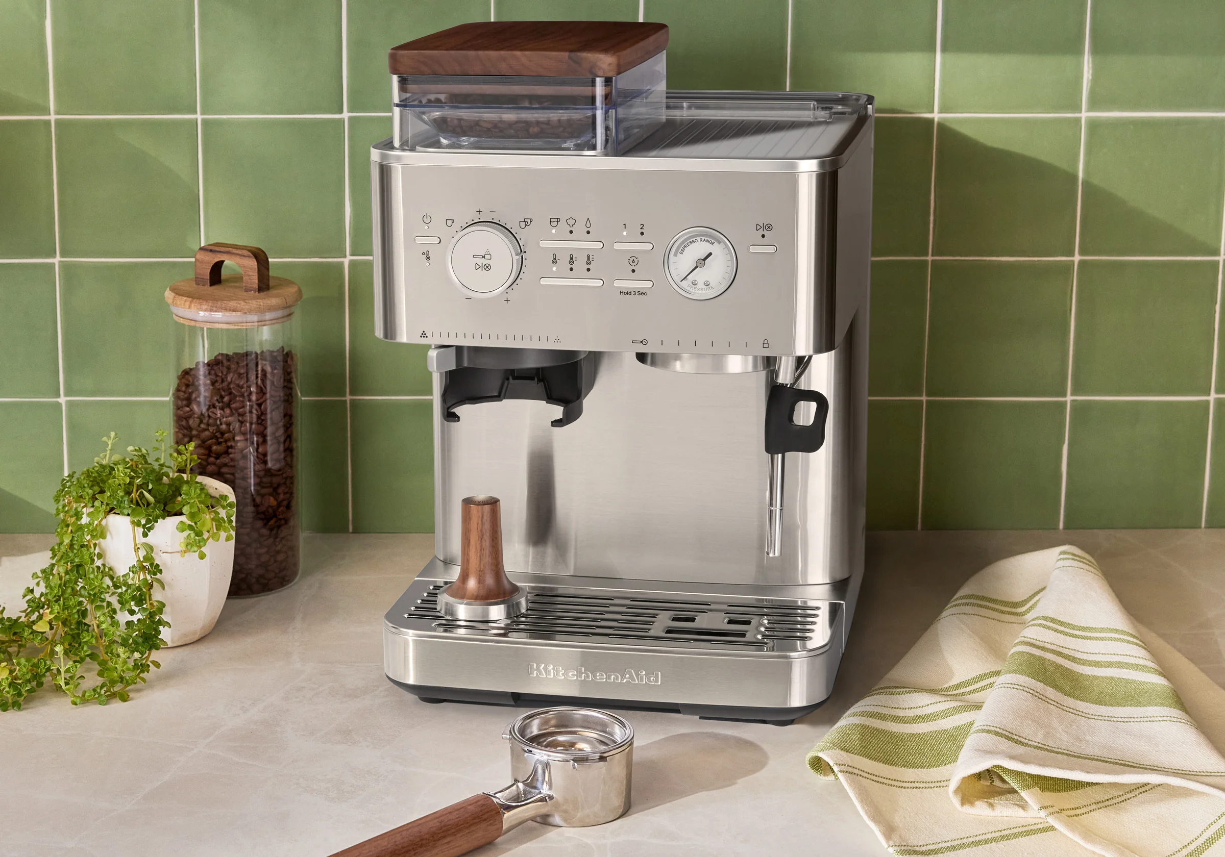 Semi Automatic Espresso Machine & Walnut Wood Accessories Bundle - Image 13